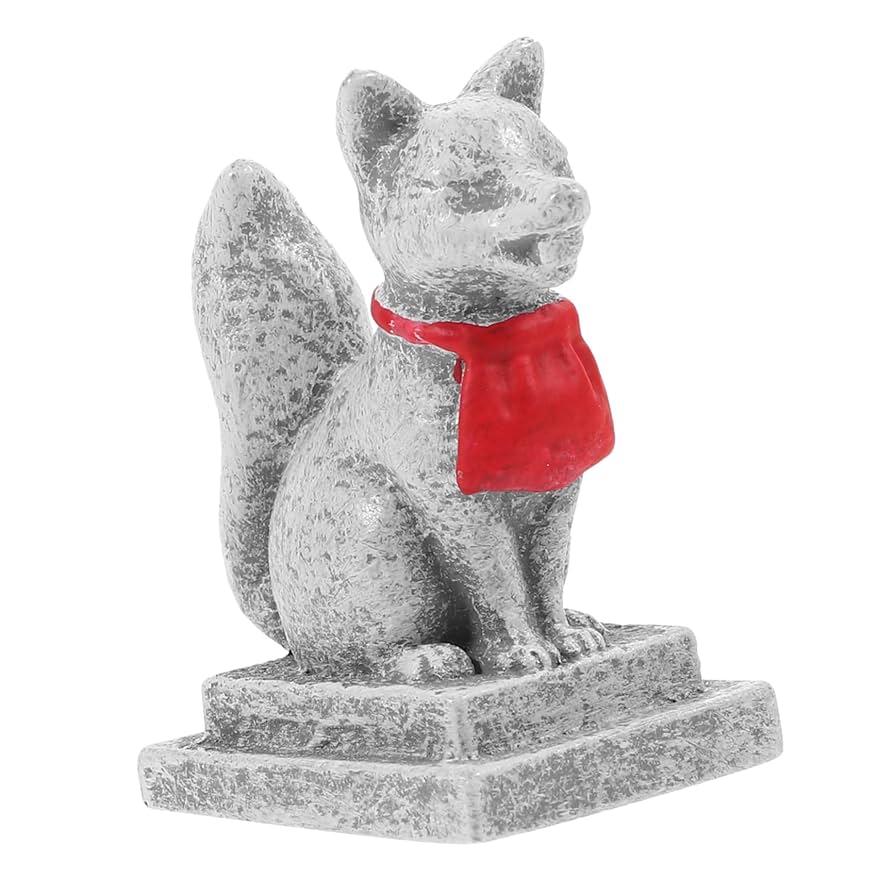 Amazon.co.jp: 2個 鳥居飾り ミニ稲荷神社のキツネ 稲荷キツネ像